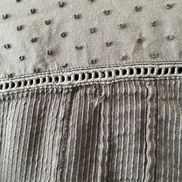 Quince Women's Top Med Textured Organic Cotton Peasant Blouse Charcoal Gray - Picture 13 of 16